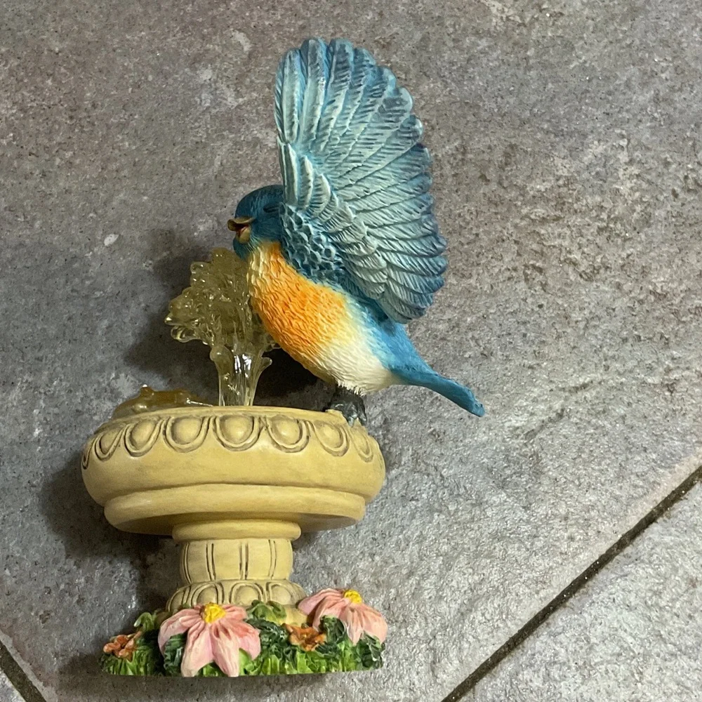 Blue and Orange Decorative Bird Perch Fountain - Unbranded
